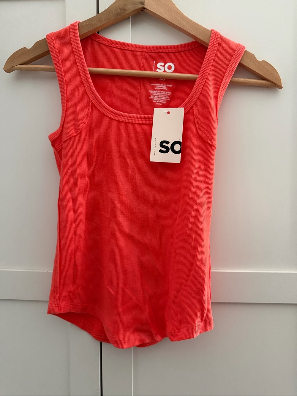 SO Ribbed Tank Top in Coral - Juniors XS